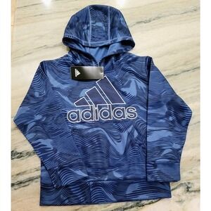 Adidas Camo Allover Print Hoodie Kids Size 5 Navy Blue